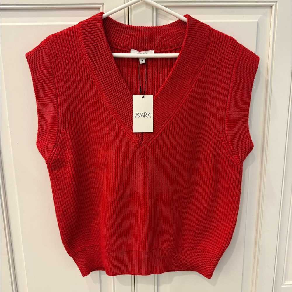 Avara Nicolette Red Knit Sweater Vest | Size M | NWT - Picture 5 of 9